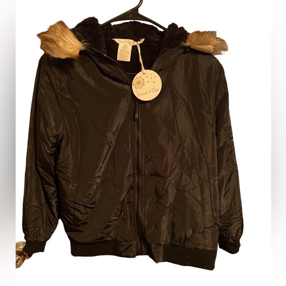 emma & eliza Jackets & Blazers - NWT bomber jacket with faux fur detachable lining hood